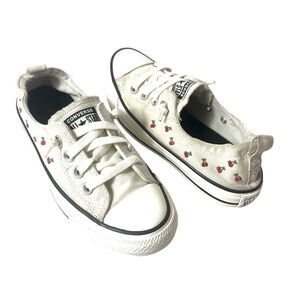 Converse Women's Size 6 Stretch Back Embroidered Cherries Canvas Slip On Sneaker